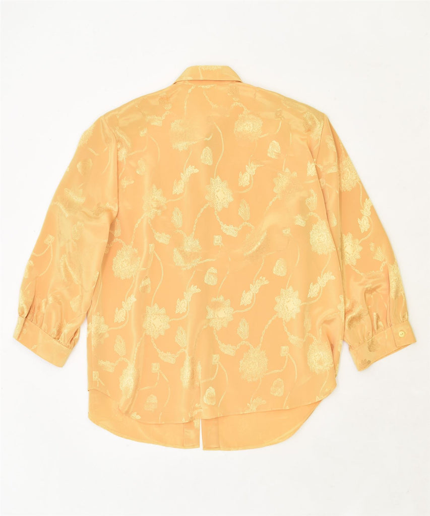 VINTAGE Womens Shirt Blouse IT 46 Large Yellow Floral Polyester | Vintage | Thrift | Second-Hand | Used Clothing | Messina Hembry 