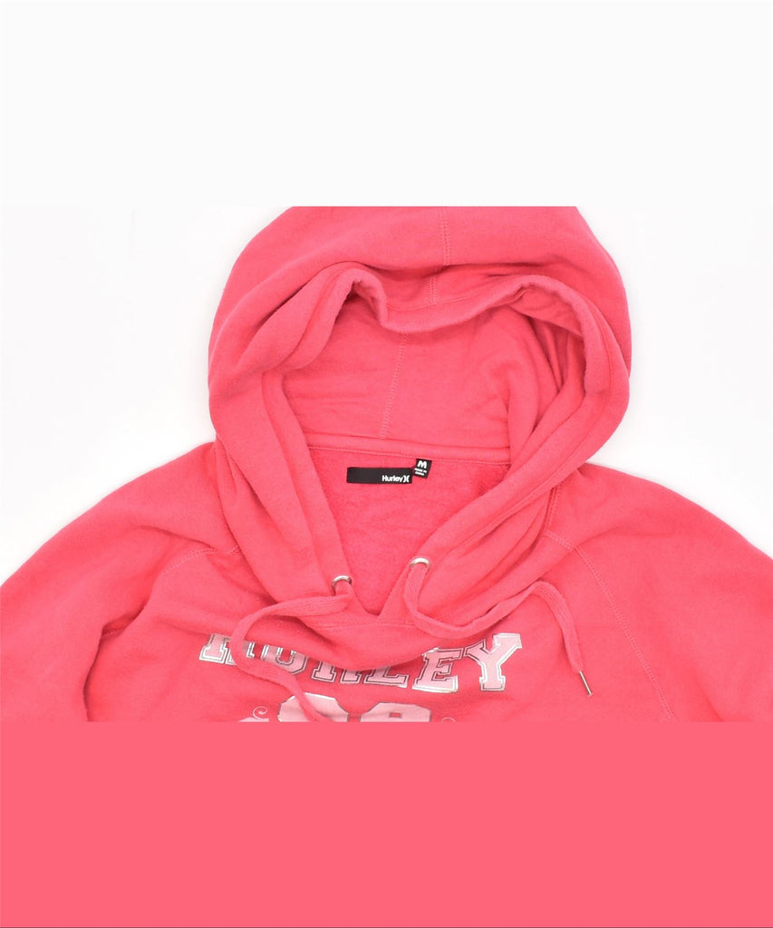 HURLEY Womens Graphic Hoodie Jumper UK 12 Medium Pink Cotton | Vintage | Thrift | Second-Hand | Used Clothing | Messina Hembry 