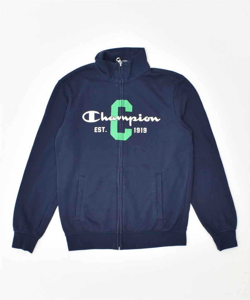 CHAMPION Boys Tracksuit Top Jacket 9-10 Years Medium Navy Blue Cotton | Vintage | Thrift | Second-Hand | Used Clothing | Messina Hembry 