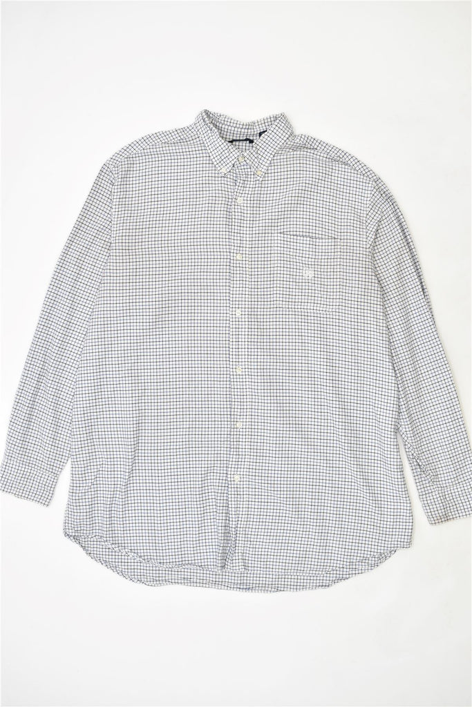 CHAPS Mens Shirt 2XL White Check Cotton | Vintage | Thrift | Second-Hand | Used Clothing | Messina Hembry 