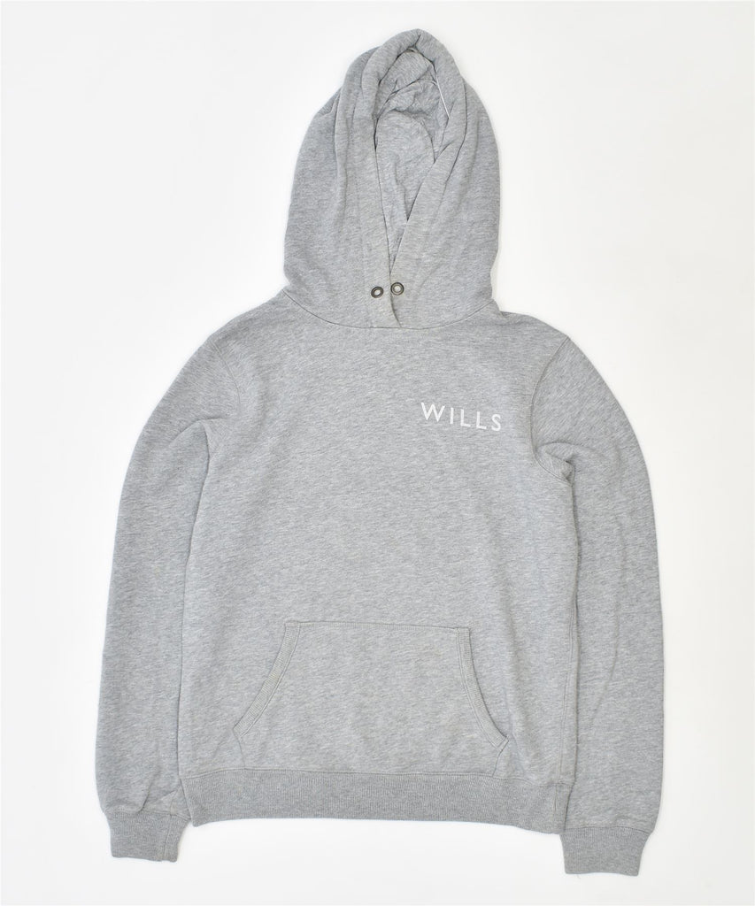 JACK WILLS Womens Graphic Hoodie Jumper UK 10 Small Grey Cotton | Vintage | Thrift | Second-Hand | Used Clothing | Messina Hembry 