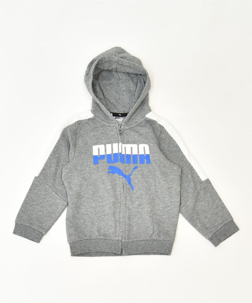 PUMA Boys Graphic Zip Hoodie Sweater 2-3 Years Grey Cotton Sports | Vintage | Thrift | Second-Hand | Used Clothing | Messina Hembry 