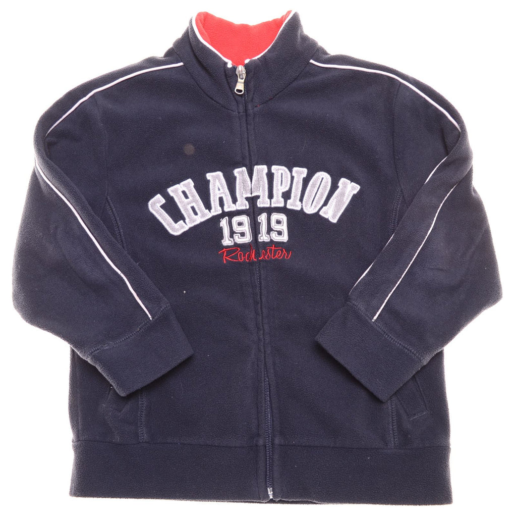 CHAMPION Boys Fleece Jacket 5-6 Years XS Navy Blue Polyester | Vintage | Thrift | Second-Hand | Used Clothing | Messina Hembry 
