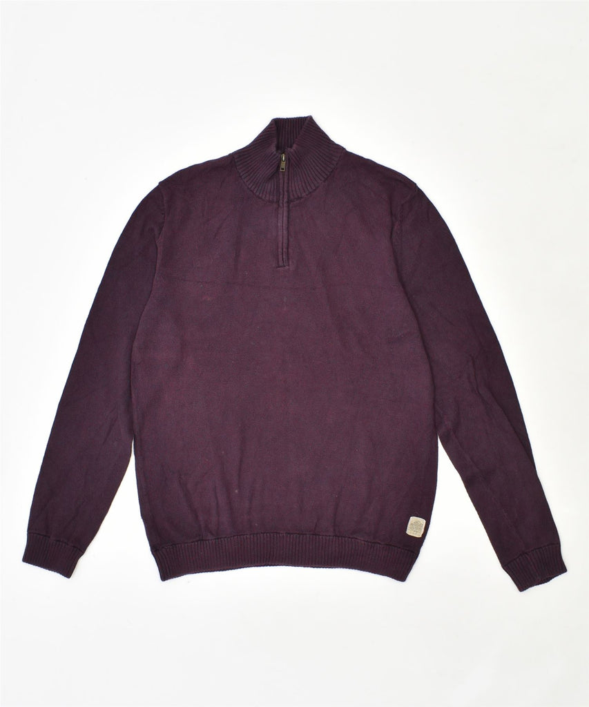 JACK & JONES Mens Zip Neck Jumper Sweater Small Maroon Cotton | Vintage | Thrift | Second-Hand | Used Clothing | Messina Hembry 