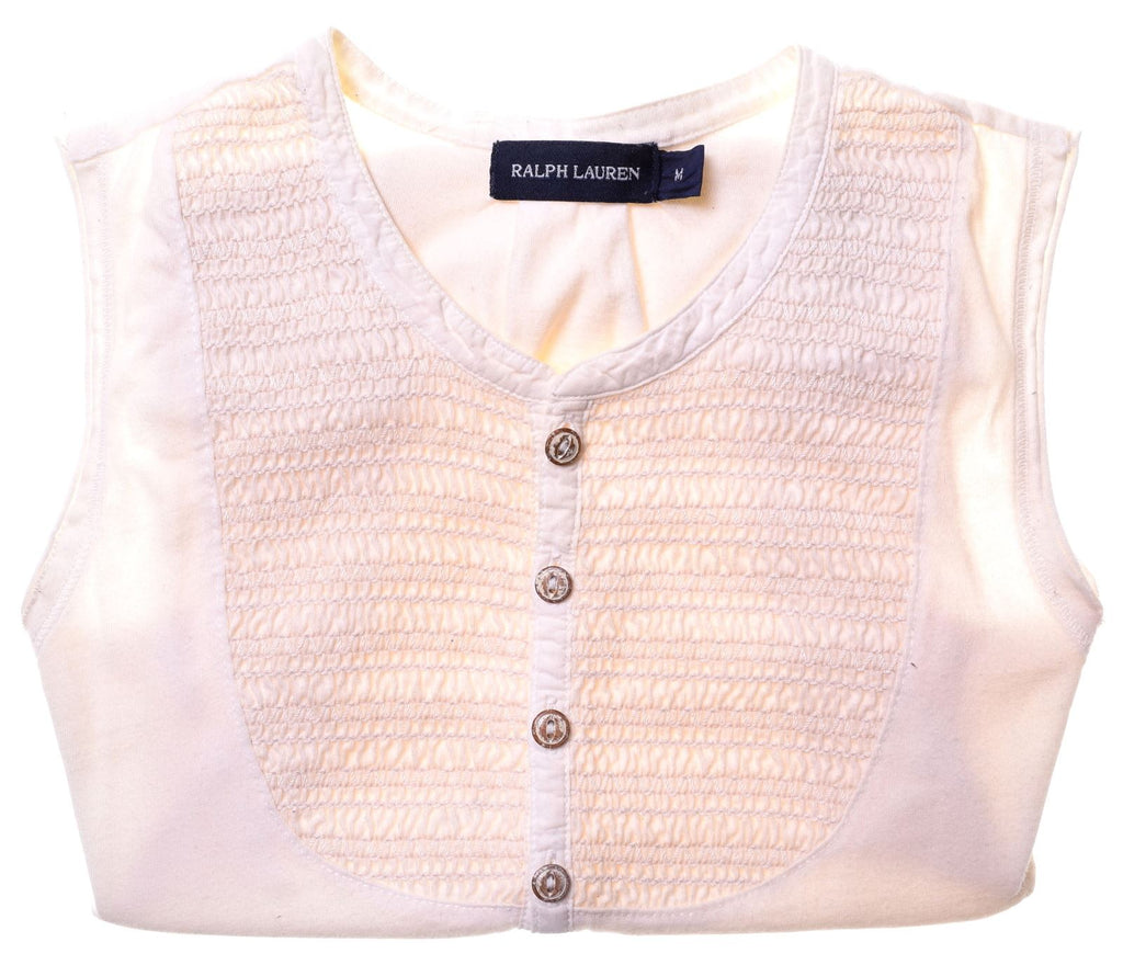 RALPH LAUREN Girls Vest Top 10-11 Years Medium Off White Cotton - Second Hand & Vintage Designer Clothing - Messina Hembry