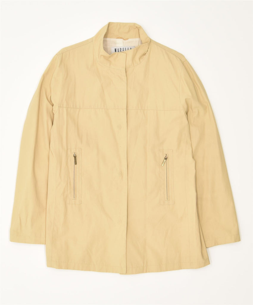 MARELLA Womens Bomber Jacket UK 14 Medium Beige Nylon | Vintage | Thrift | Second-Hand | Used Clothing | Messina Hembry 