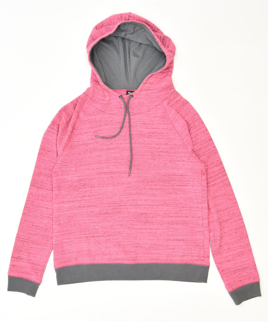 REEBOK Womens Hoodie Jumper UK 14 Medium Pink Cotton Sports | Vintage | Thrift | Second-Hand | Used Clothing | Messina Hembry 