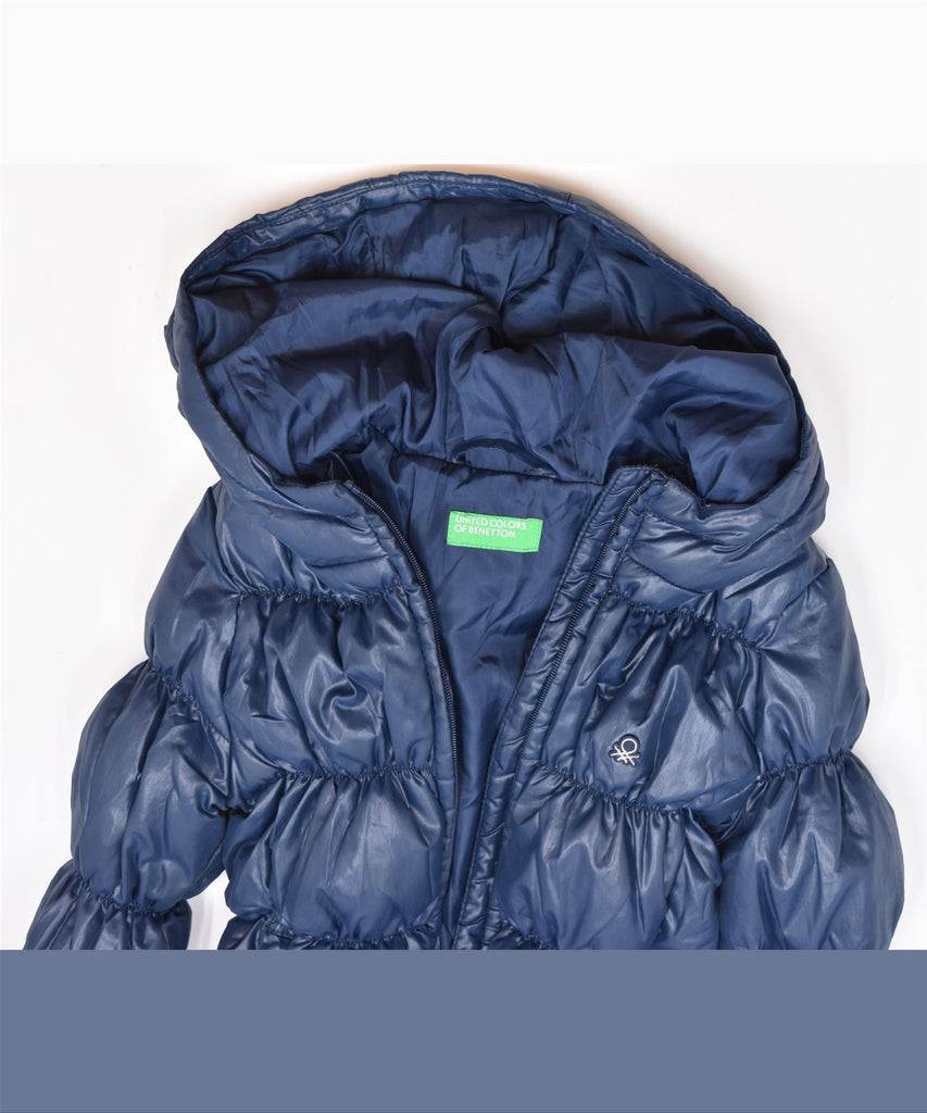 BENETTON Girls Hooded Padded Jacket 4-5 Years Navy Blue | Vintage | Thrift | Second-Hand | Used Clothing | Messina Hembry 