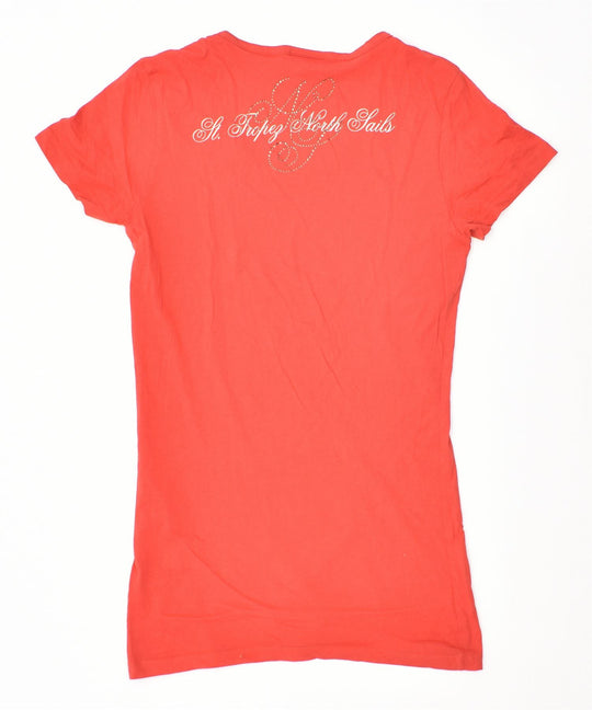 NORTH SAILS Womens Graphic T-Shirt Top UK 16 Large Red Cotton