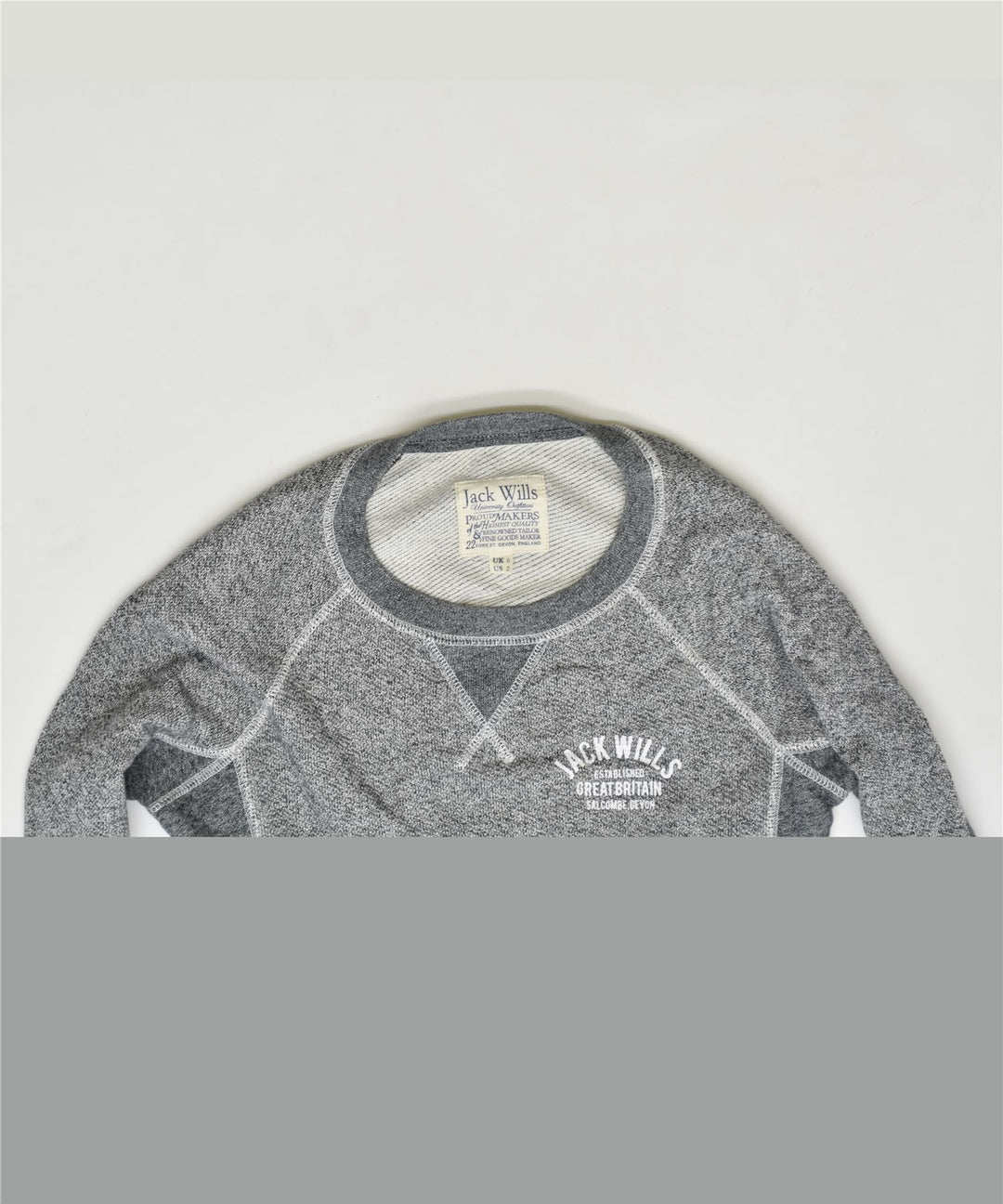 JACK WILLS Womens Sweatshirt Jumper UK 6 XS Grey Cotton | Vintage | Thrift | Second-Hand | Used Clothing | Messina Hembry 