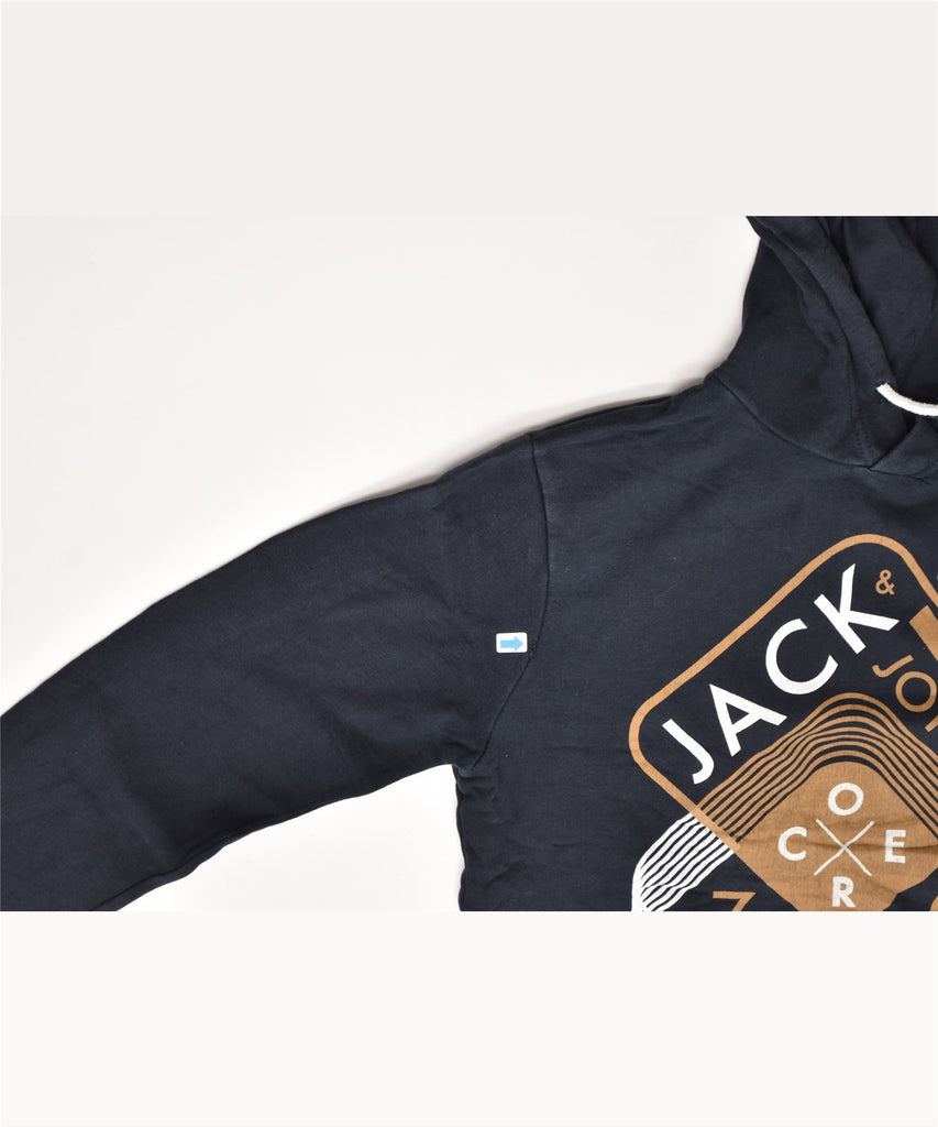 JACK & JONES Mens Graphic Hoodie Jumper Small Black Cotton | Vintage | Thrift | Second-Hand | Used Clothing | Messina Hembry 