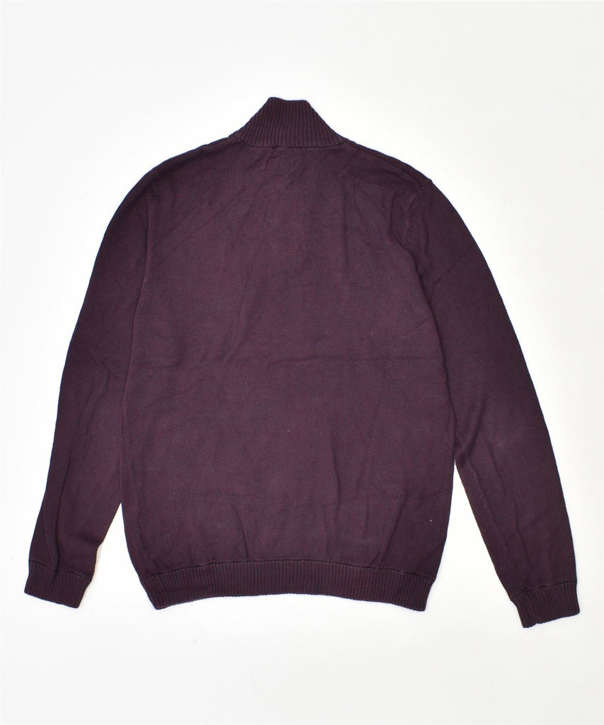 JACK & JONES Mens Zip Neck Jumper Sweater Small Maroon Cotton | Vintage | Thrift | Second-Hand | Used Clothing | Messina Hembry 