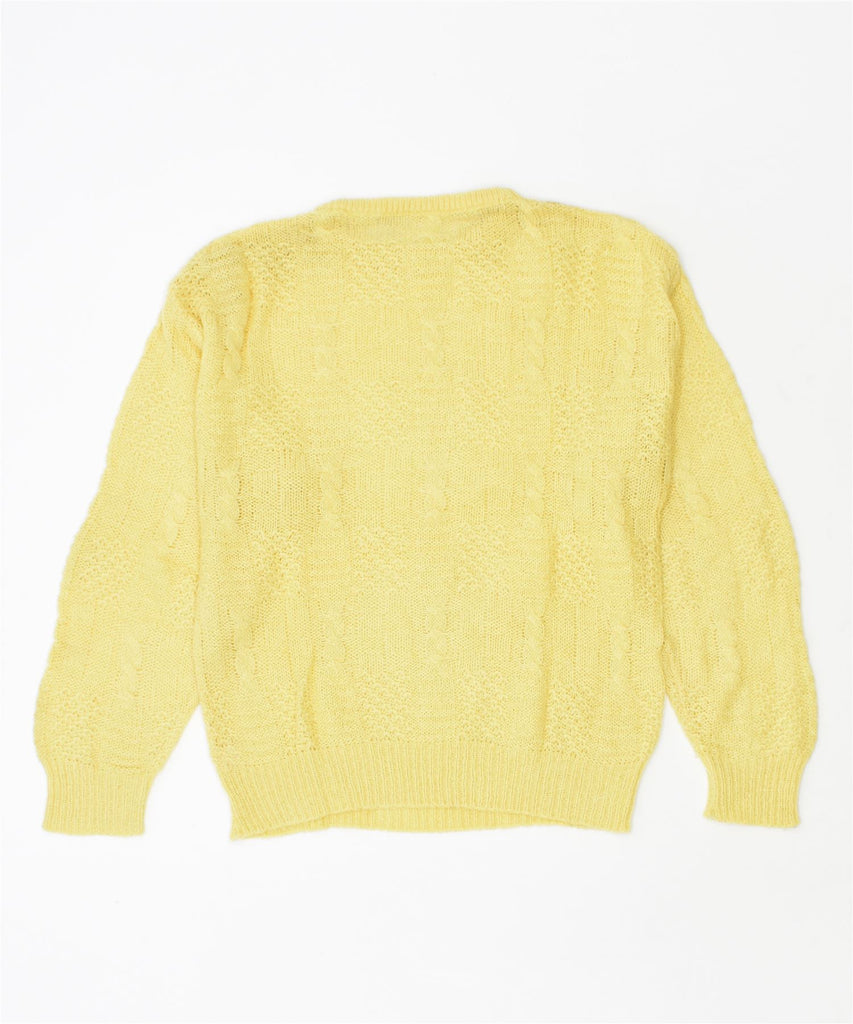 VINTAGE Womens Crew Neck Jumper Sweater UK 14 Large Yellow Acrylic | Vintage | Thrift | Second-Hand | Used Clothing | Messina Hembry 