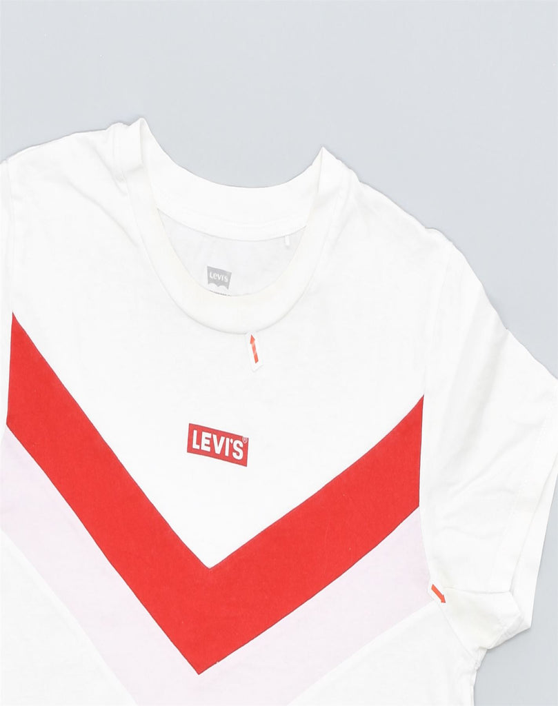 LEVI'S Womens Graphic T-Shirt Top UK 8 Small White | Vintage | Thrift | Second-Hand | Used Clothing | Messina Hembry 