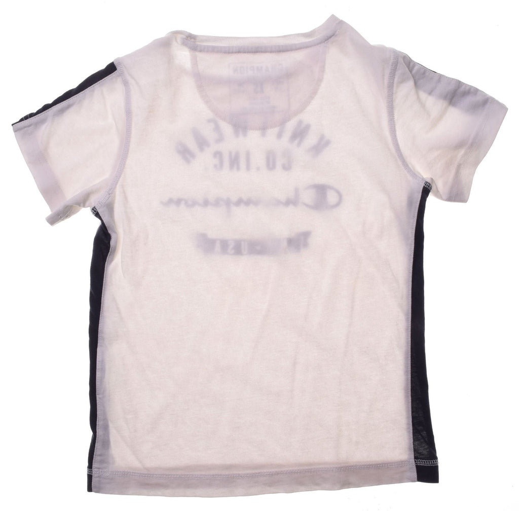 CHAMPION Boys Graphic T-Shirt Top 5-6 Years XS White - Second Hand & Vintage Designer Clothing - Messina Hembry