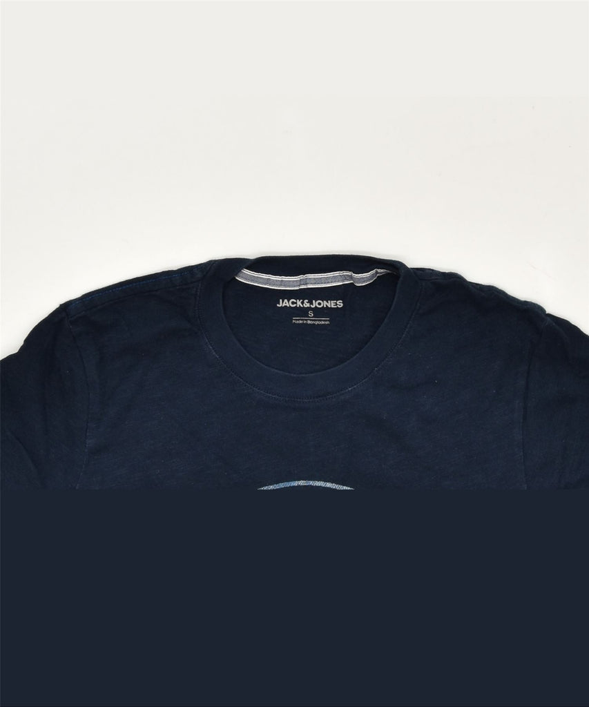 JACK & JONES Mens Graphic T-Shirt Top Small Navy Blue Cotton Classic | Vintage | Thrift | Second-Hand | Used Clothing | Messina Hembry 
