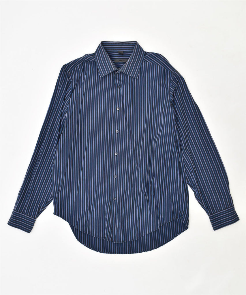 DKNY Mens Shirt Size 17 XL Blue Striped Cotton | Vintage | Thrift | Second-Hand | Used Clothing | Messina Hembry 