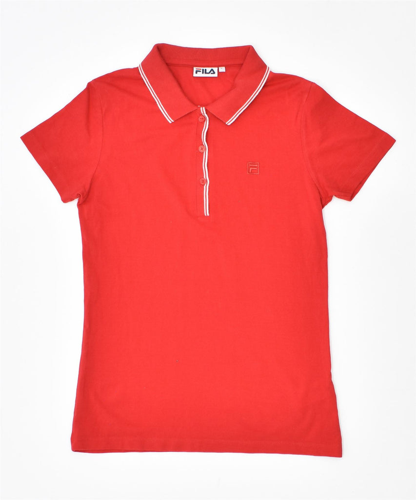 FILA Womens Polo Shirt UK 14 Large Red Cotton | Vintage | Thrift | Second-Hand | Used Clothing | Messina Hembry 