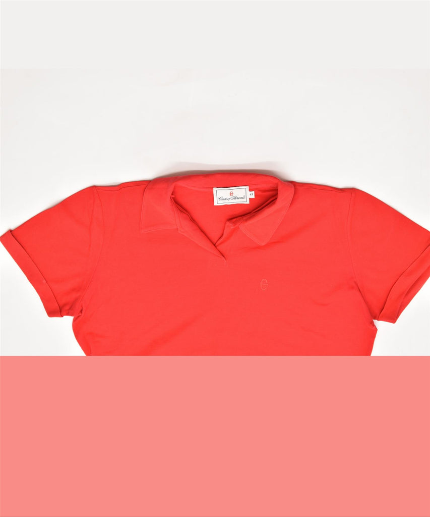 CONTE OF FLORENCE Womens Polo Shirt IT 42 Medium Red Cotton | Vintage | Thrift | Second-Hand | Used Clothing | Messina Hembry 