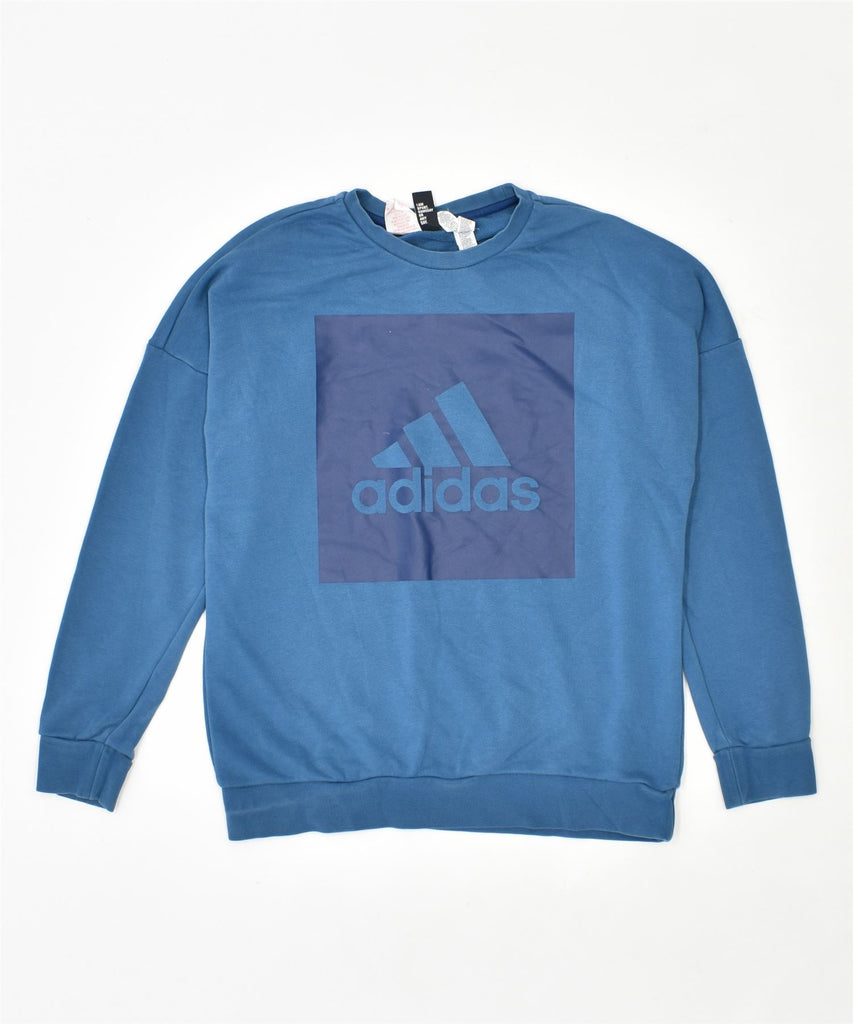 ADIDAS Boys Graphic Sweatshirt Jumper 13-14 Years Blue Cotton | Vintage | Thrift | Second-Hand | Used Clothing | Messina Hembry 