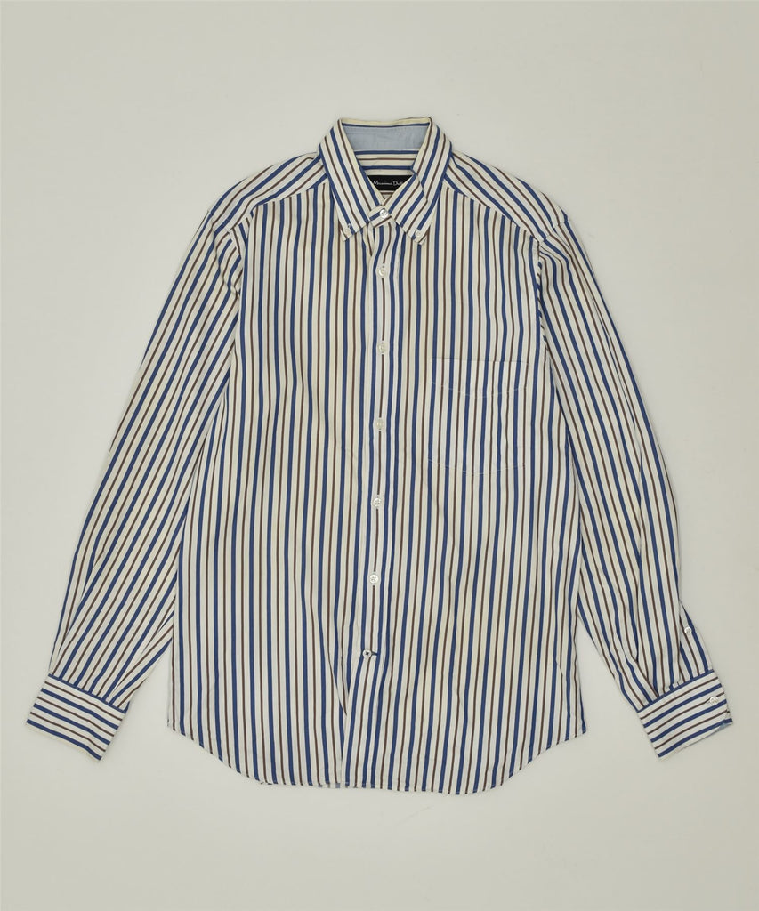 MASSIMO DUTTI Mens Shirt IT 48 Medium White Striped | Vintage | Thrift | Second-Hand | Used Clothing | Messina Hembry 