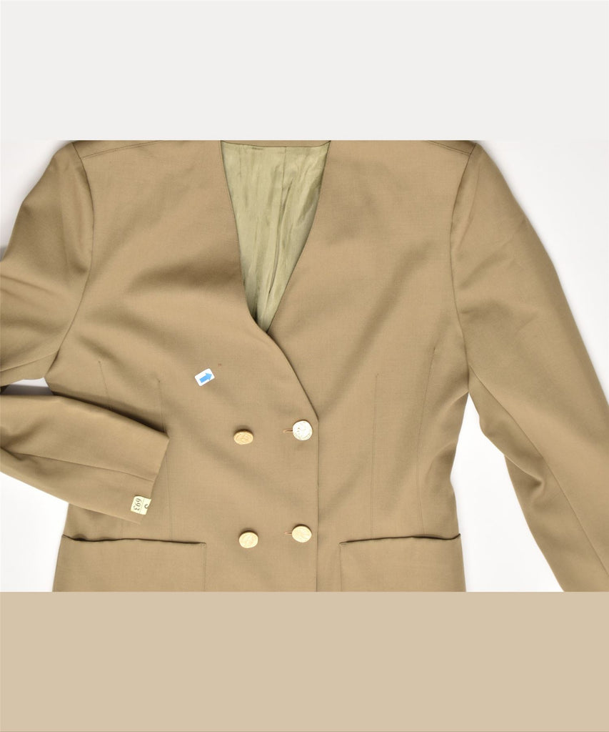 GHIGA Womens Double Breasted Blazer Jacket UK 16 Large Khaki Wool Vintage | Vintage | Thrift | Second-Hand | Used Clothing | Messina Hembry 