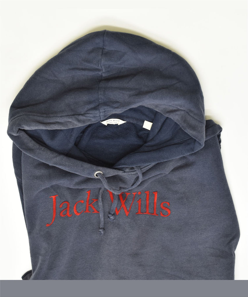 JACK WILLS Womens Oversized Graphic Hoodie Jumper UK 8 Small Navy Blue | Vintage | Thrift | Second-Hand | Used Clothing | Messina Hembry 