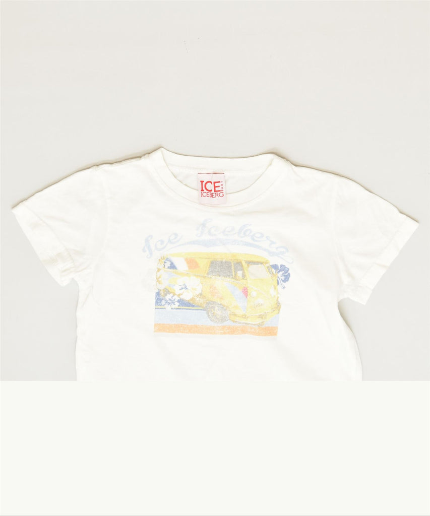 ICEBERG Girls Graphic T-Shirt Top 5-6 Years White Cotton Classic | Vintage | Thrift | Second-Hand | Used Clothing | Messina Hembry 