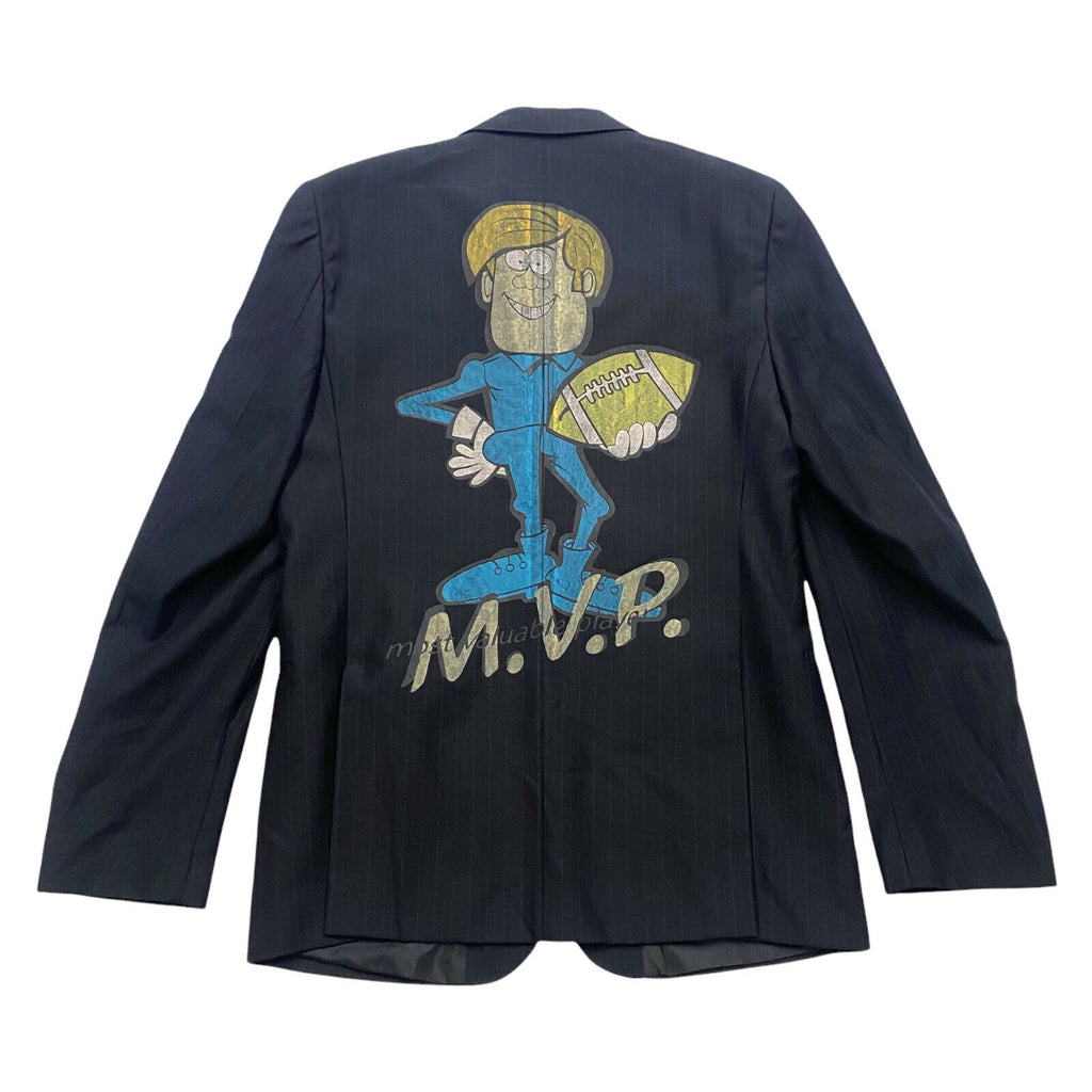 J.C. Rags MVP Cartoon American Football Blazer Jacket | Vintage Designer Black | Vintage Messina Hembry | Thrift | Second-Hand Messina Hembry | Used Clothing | Messina Hembry 