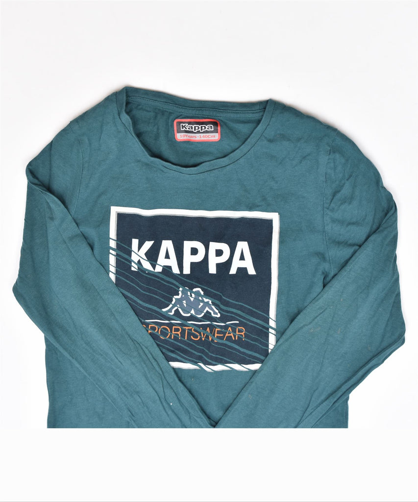 KAPPA Boys Graphic Top Long Sleeve 9-10 Years Green Cotton | Vintage | Thrift | Second-Hand | Used Clothing | Messina Hembry 