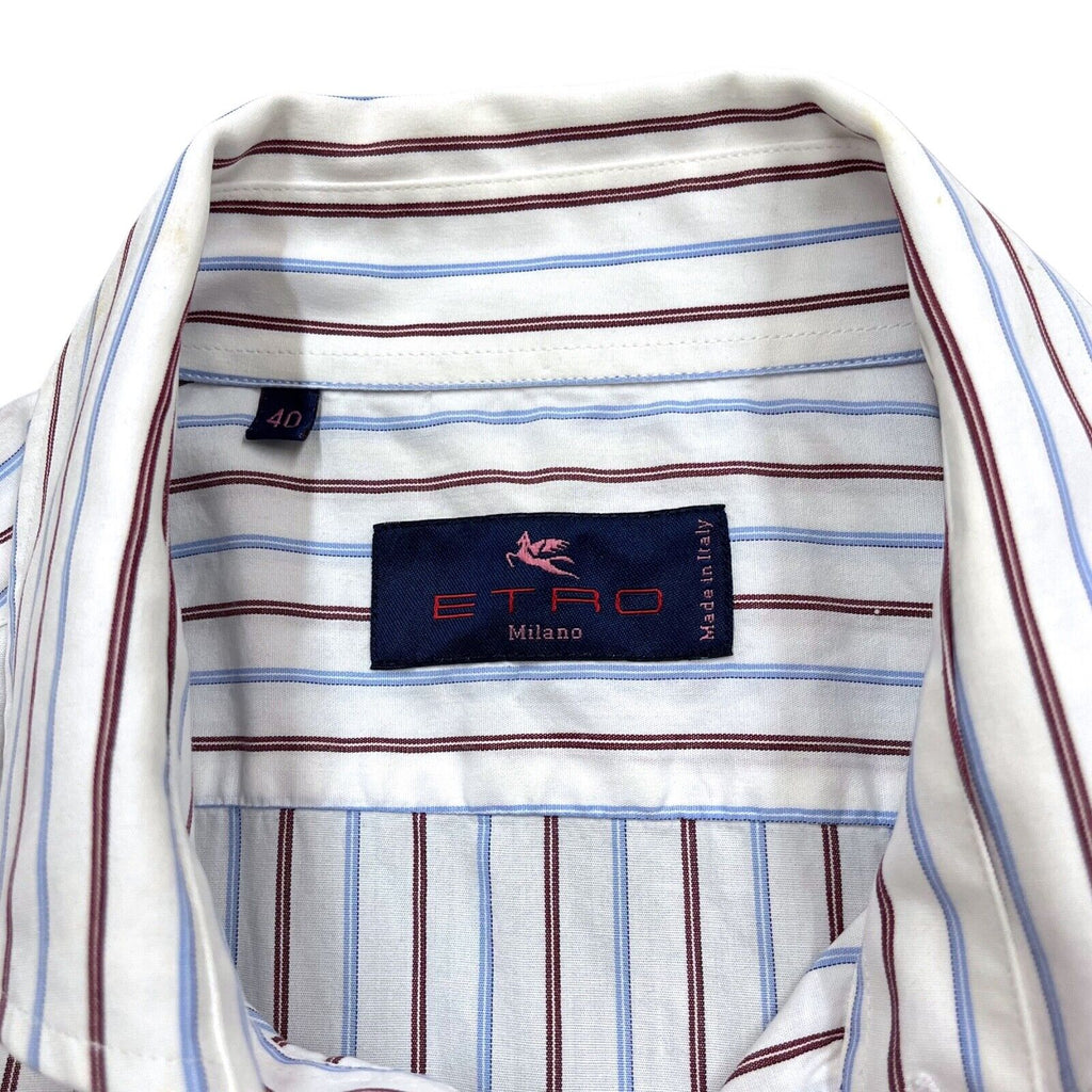 Etro Spread Collar Striped Shirt | Vintage High End Luxury Designer White VTG | Vintage Messina Hembry | Thrift | Second-Hand Messina Hembry | Used Clothing | Messina Hembry 