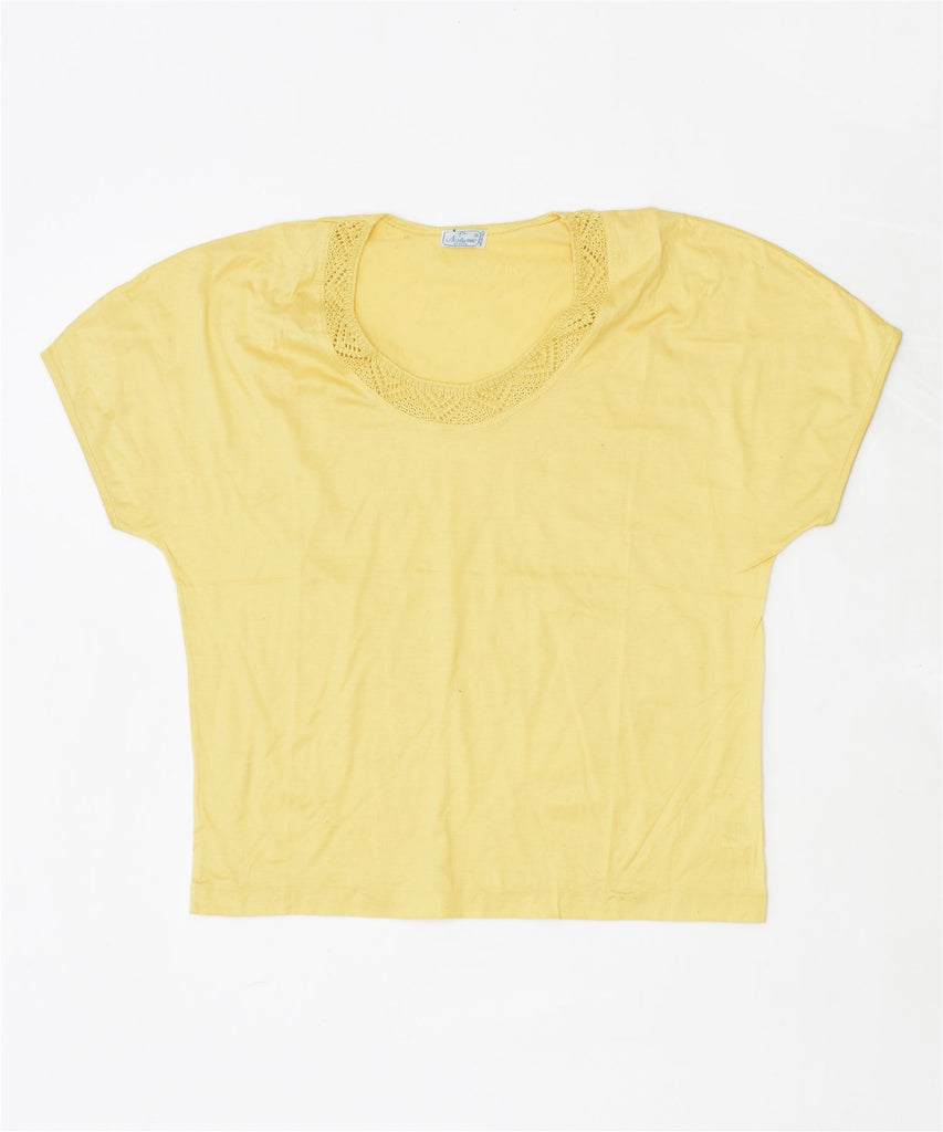 NOSTRAMA Womens T-Shirt Top IT 46 Large Yellow Cotton Vintage | Vintage | Thrift | Second-Hand | Used Clothing | Messina Hembry 