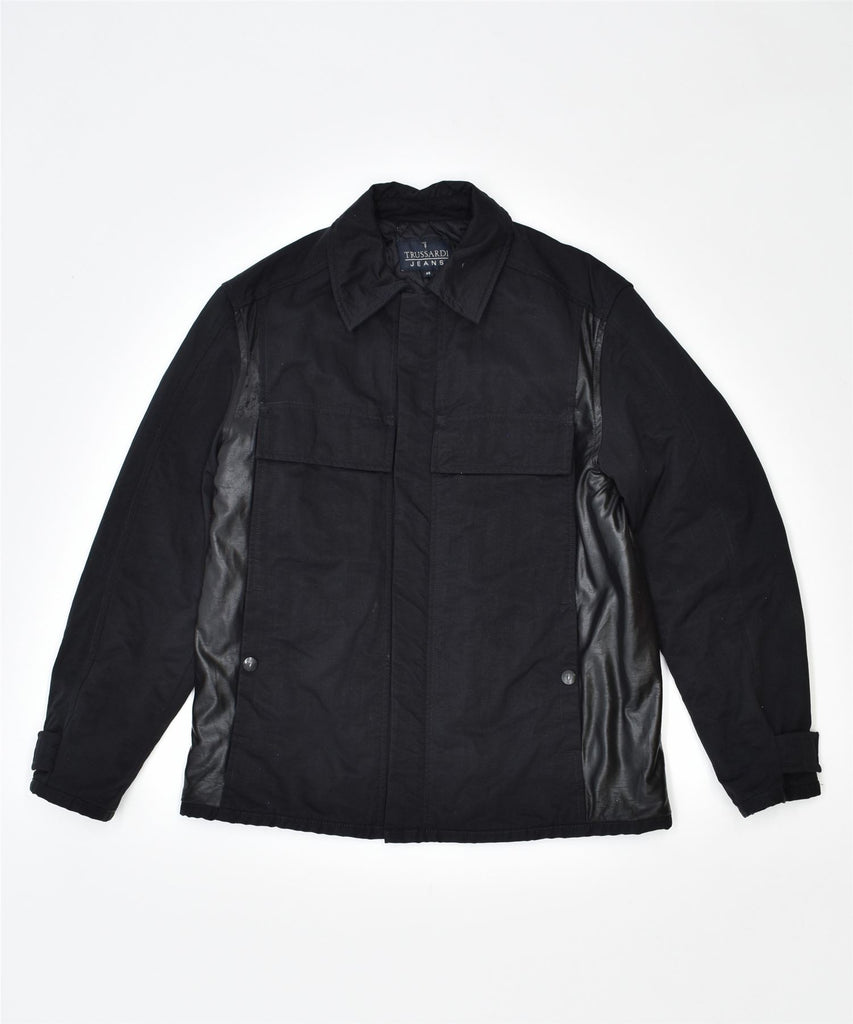 TRUSSARDI Mens Utility Jacket IT 46 Small Black Cotton | Vintage | Thrift | Second-Hand | Used Clothing | Messina Hembry 