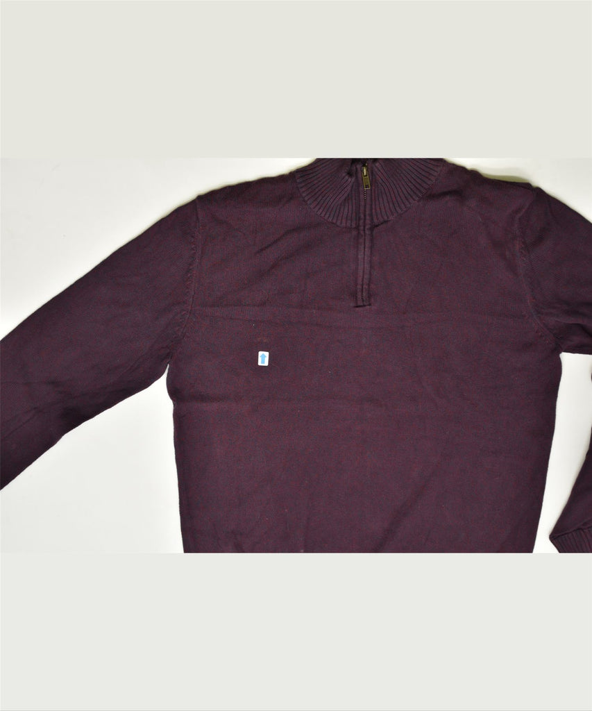 JACK & JONES Mens Zip Neck Jumper Sweater Small Maroon Cotton | Vintage | Thrift | Second-Hand | Used Clothing | Messina Hembry 