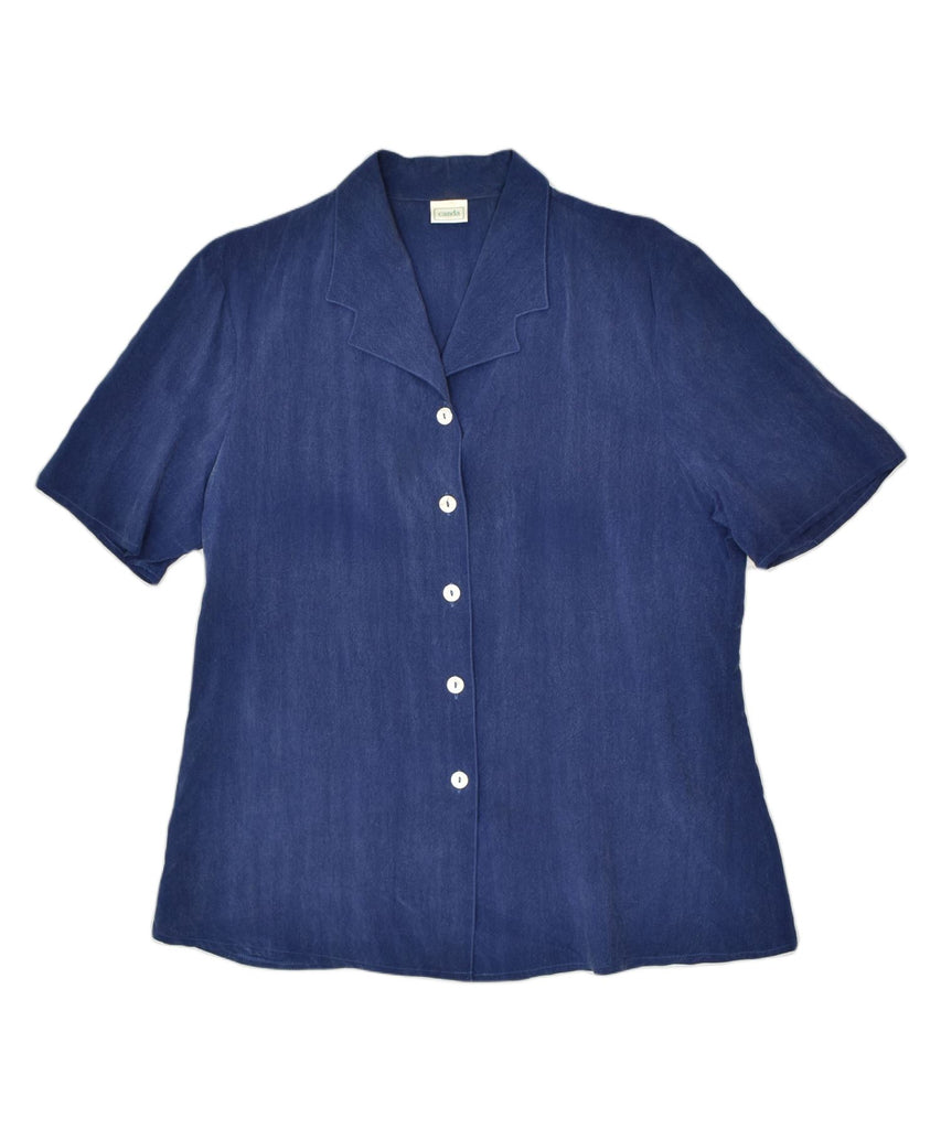 CANDA Womens Short Sleeve Shirt Blouse UK 18 XL Blue | Vintage | Thrift | Second-Hand | Used Clothing | Messina Hembry 