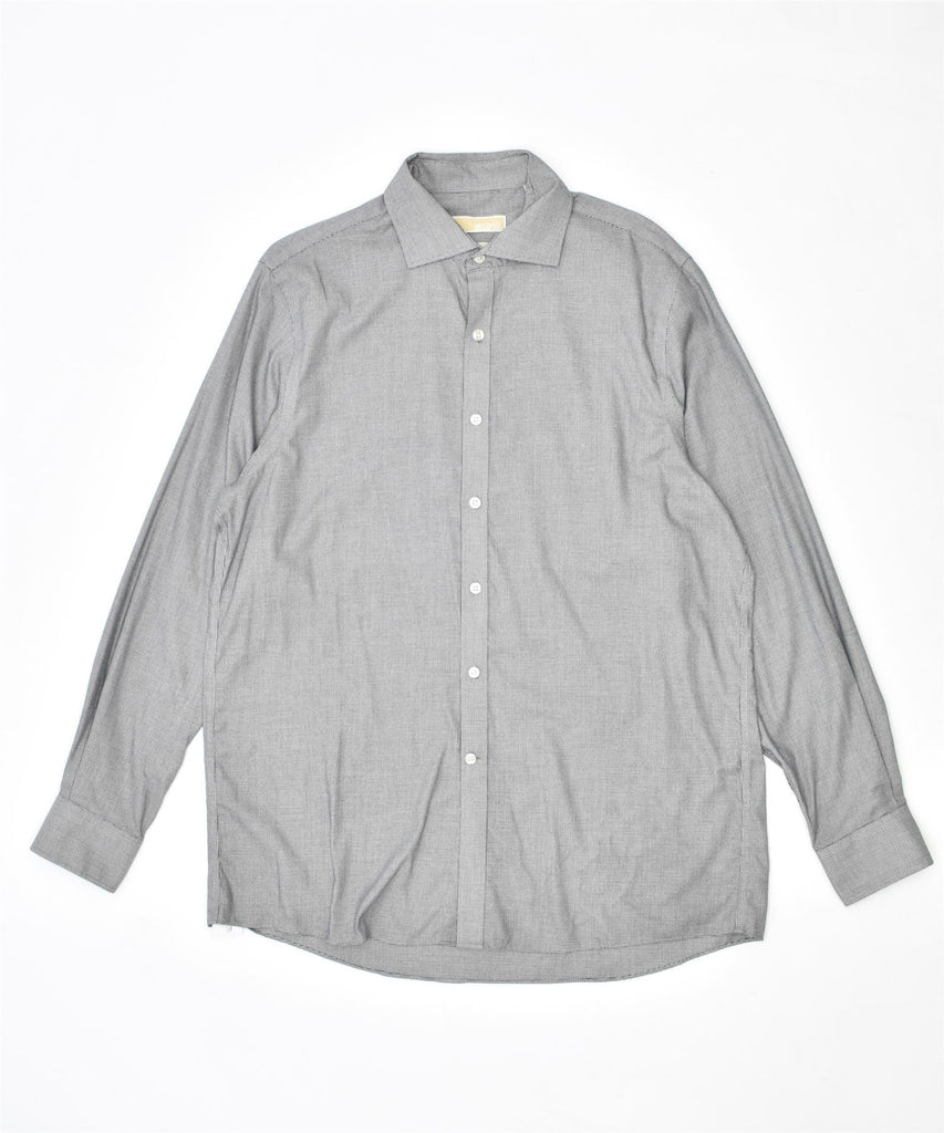 MICHAEL KORS Mens Shirt Size 16 Large Grey Houndstooth Cotton | Vintage | Thrift | Second-Hand | Used Clothing | Messina Hembry 