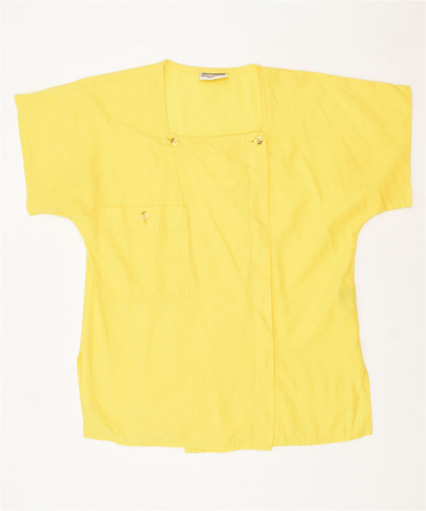 PRISMA Womens Short Sleeve Shirt Blouse IT 40 Small Yellow Cotton Vintage | Vintage | Thrift | Second-Hand | Used Clothing | Messina Hembry 