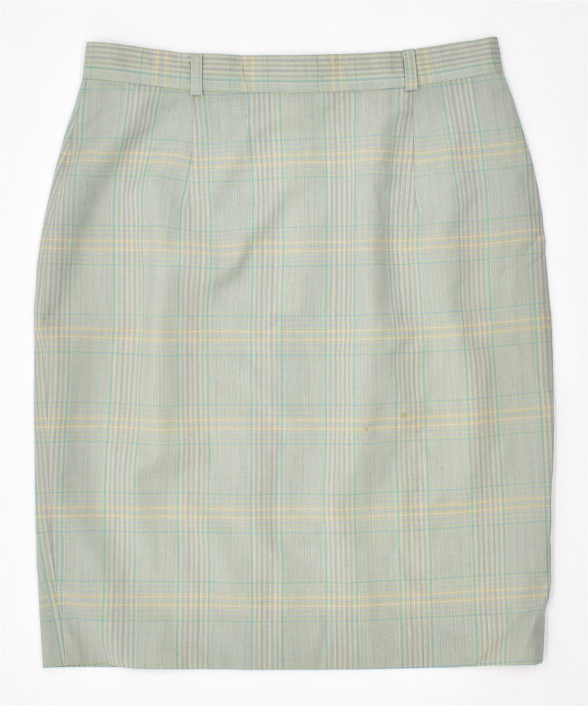 VINTAGE Womens Slim Pencil Skirt IT 46 Large W29 Green Plaid Wool | Vintage | Thrift | Second-Hand | Used Clothing | Messina Hembry 