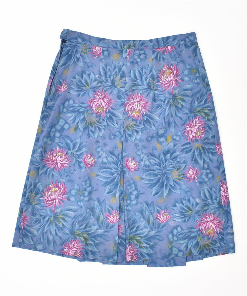 VINTAGE Womens Pleated Skirt W32 Large Blue Floral | Vintage | Thrift | Second-Hand | Used Clothing | Messina Hembry 