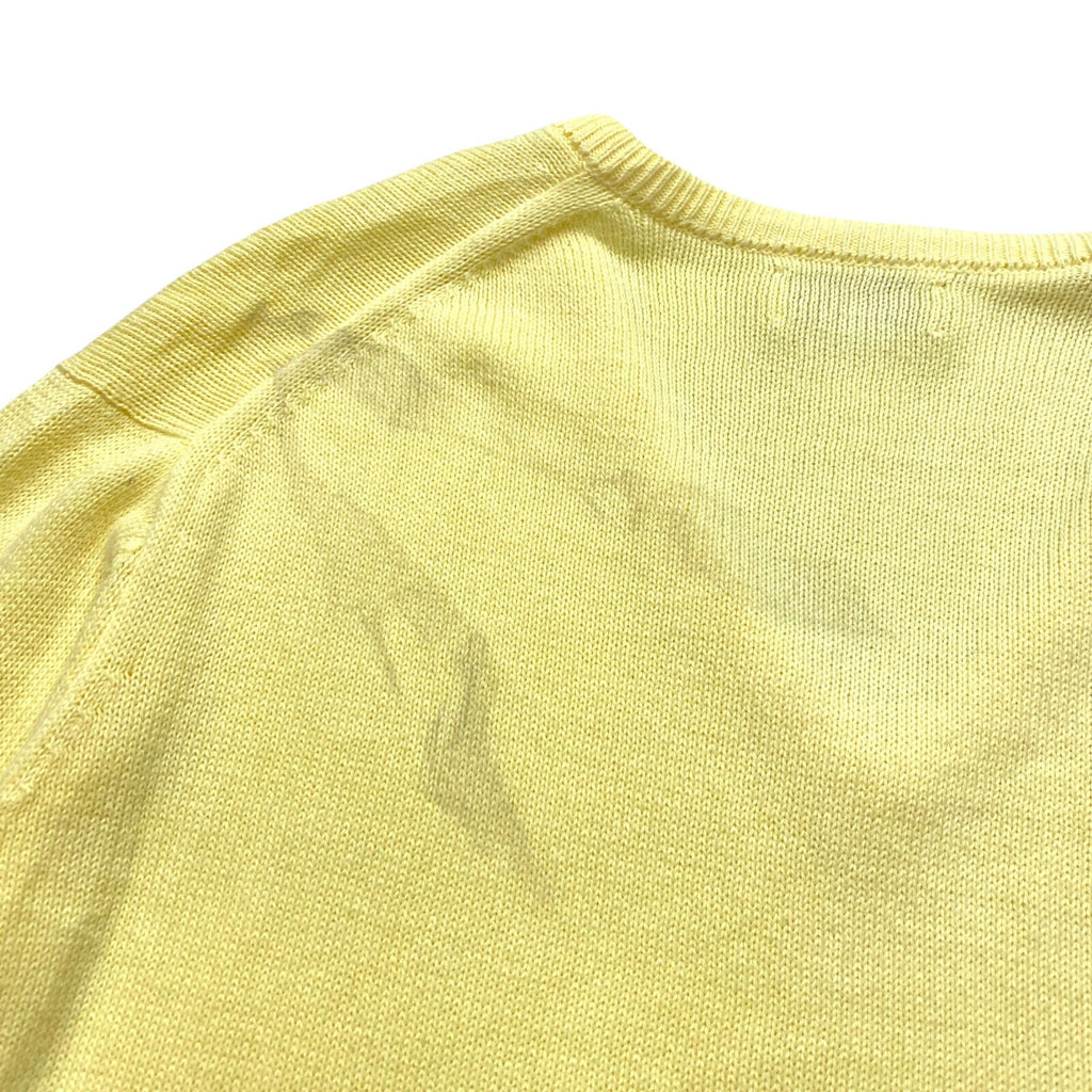 Brooks Brothers Knitted Cotton V Neck Jumper | Vintage Designer Sweater Yellow | Vintage Messina Hembry | Thrift | Second-Hand Messina Hembry | Used Clothing | Messina Hembry 