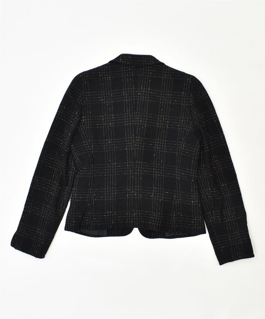 VINTAGE Womens 2 Button Blazer Jacket UK 10 Small Black Check Wool | Vintage | Thrift | Second-Hand | Used Clothing | Messina Hembry 