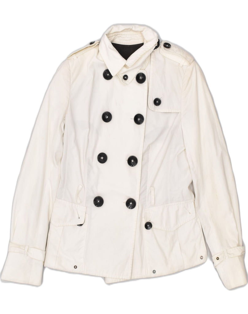 MONTECORE Womens Pea Coat UK 10 Small Off White | Vintage | Thrift | Second-Hand | Used Clothing | Messina Hembry 