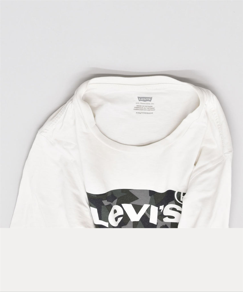 LEVI'S Womens Graphic T-Shirt Top UK 4 2XS White Cotton | Vintage | Thrift | Second-Hand | Used Clothing | Messina Hembry 