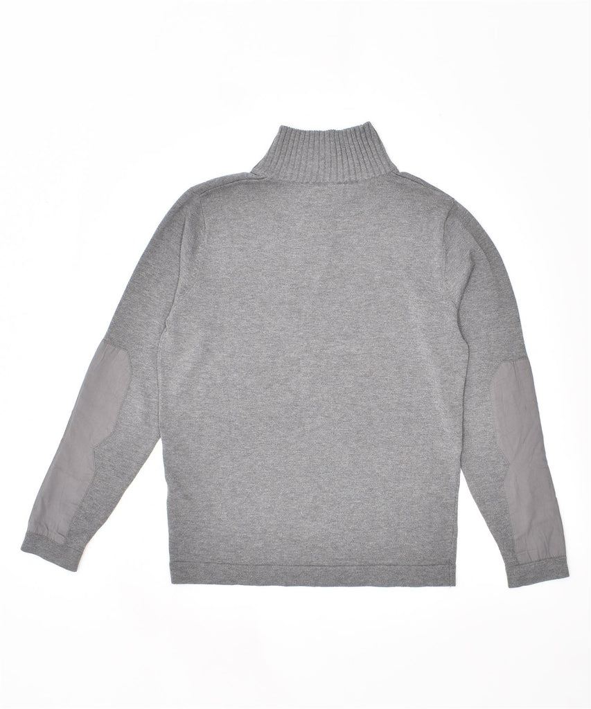 JACK & JONES Mens Button Neck Jumper Sweater Small Grey Polyester | Vintage | Thrift | Second-Hand | Used Clothing | Messina Hembry 