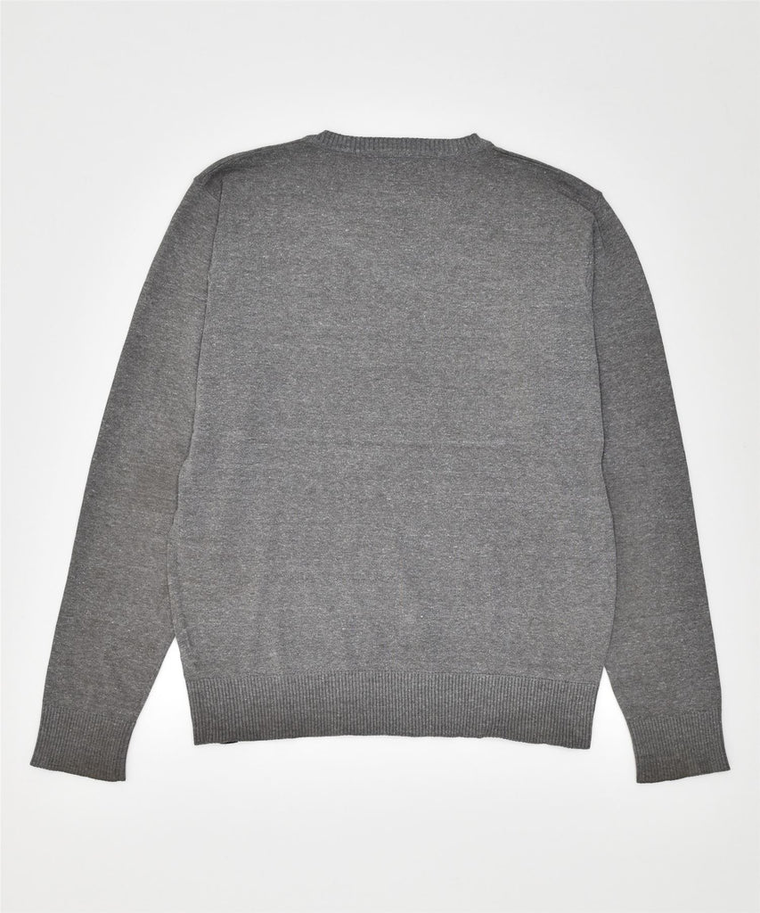 JACK & JONES Mens V-Neck Jumper Sweater Large Grey | Vintage | Thrift | Second-Hand | Used Clothing | Messina Hembry 