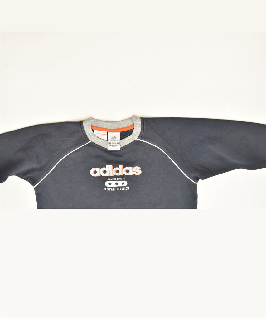 ADIDAS Boys Graphic Sweatshirt Jumper 7-8 Years Navy Blue Cotton Sports | Vintage | Thrift | Second-Hand | Used Clothing | Messina Hembry 