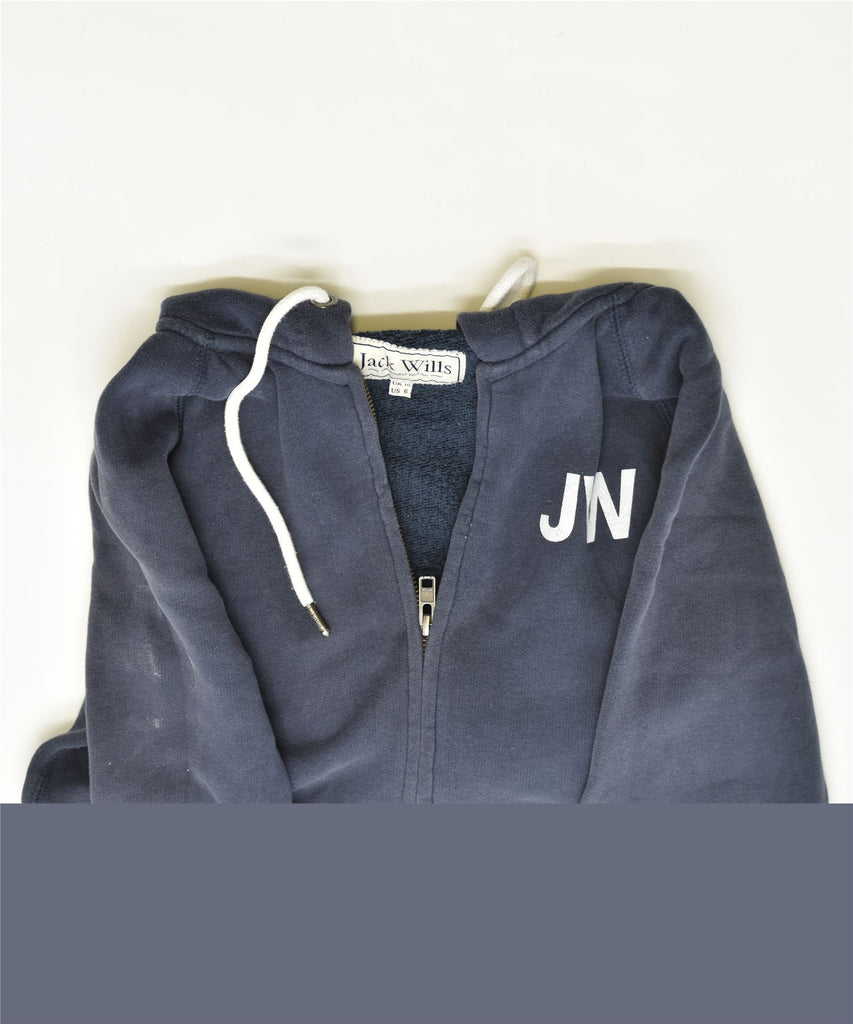 JACK WILLS Womens Zip Hoodie Sweater UK 10 Small Navy Blue Cotton | Vintage | Thrift | Second-Hand | Used Clothing | Messina Hembry 