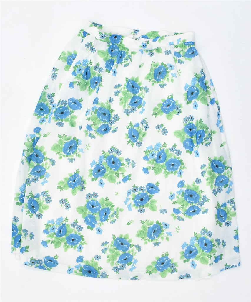 VINTAGE Womens A-Line Skirt W27 Small White Floral | Vintage | Thrift | Second-Hand | Used Clothing | Messina Hembry 