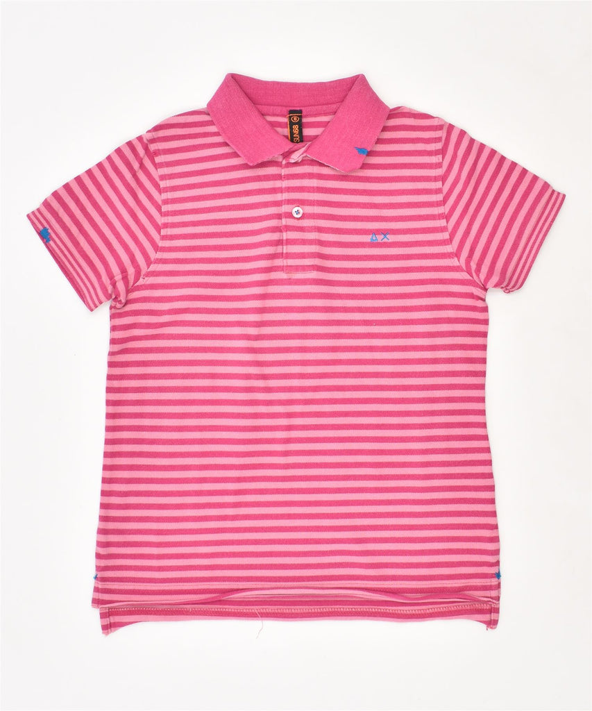 SUN68 Boys Polo Shirt 5-6 Years Pink Striped Cotton | Vintage | Thrift | Second-Hand | Used Clothing | Messina Hembry 