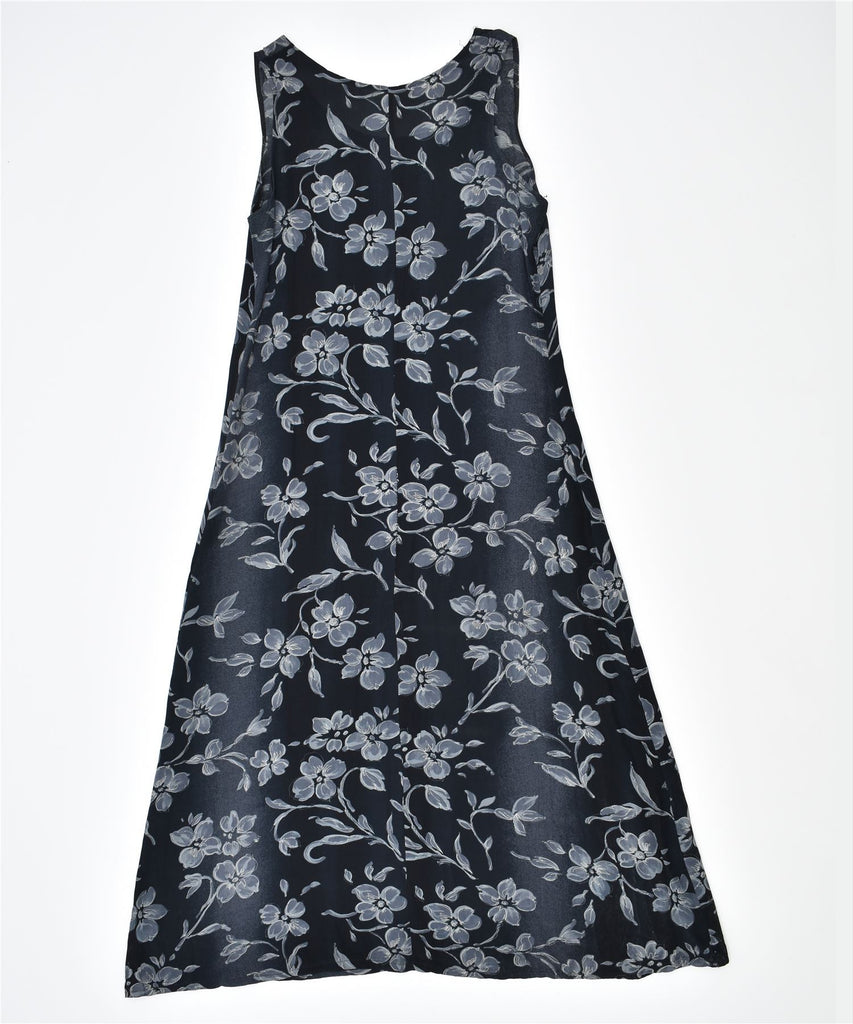 VINTAGE Womens A-Line Dress UK 12 Medium Navy Blue Floral | Vintage | Thrift | Second-Hand | Used Clothing | Messina Hembry 